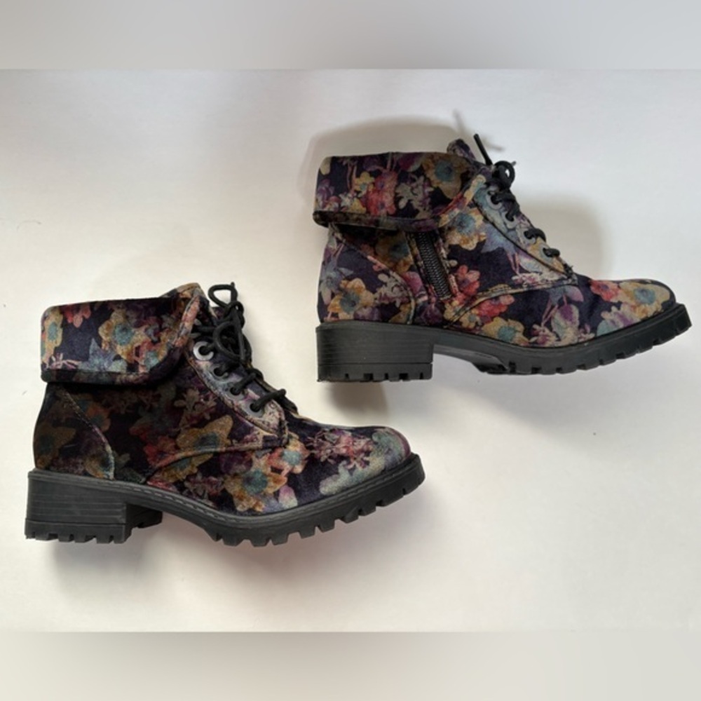 Madden Girl Floral Combat Boots - Black and Multicolor